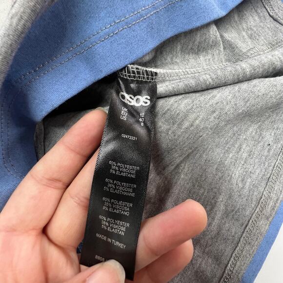 ASOS Skirt Womens US 8 UK 12 Gray Multicolor Striped Stretch Pull On Casual Midi - Picture 7 of 9